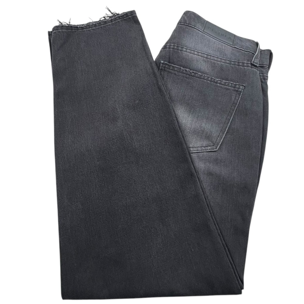 Pistola Womens 27 Charlie Black Distressed High Rise Crop Straight Leg Jeans